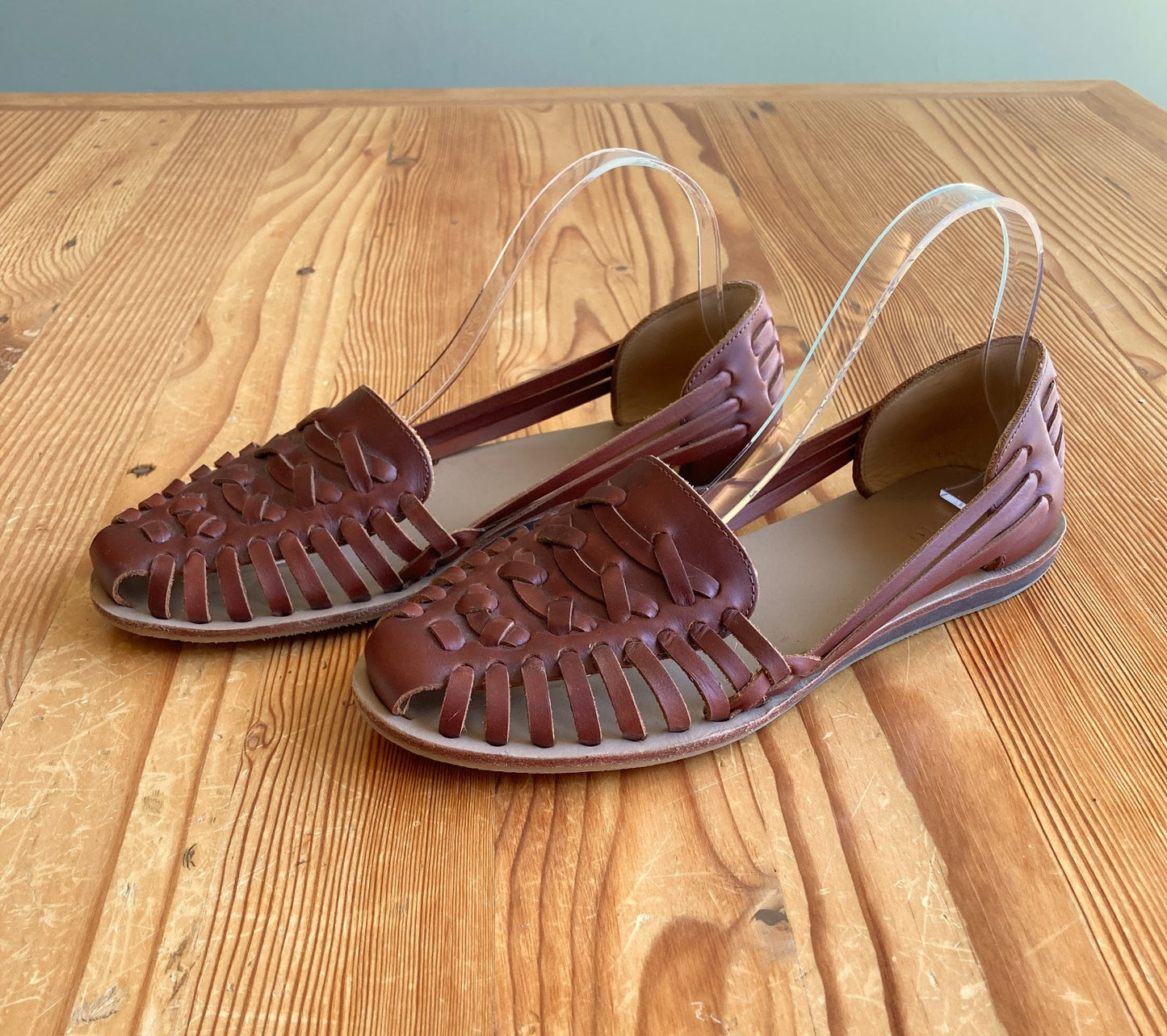 Nisolo Brown Woven Leather Huarache Sandals Shoes - Size 9 - 0509SS