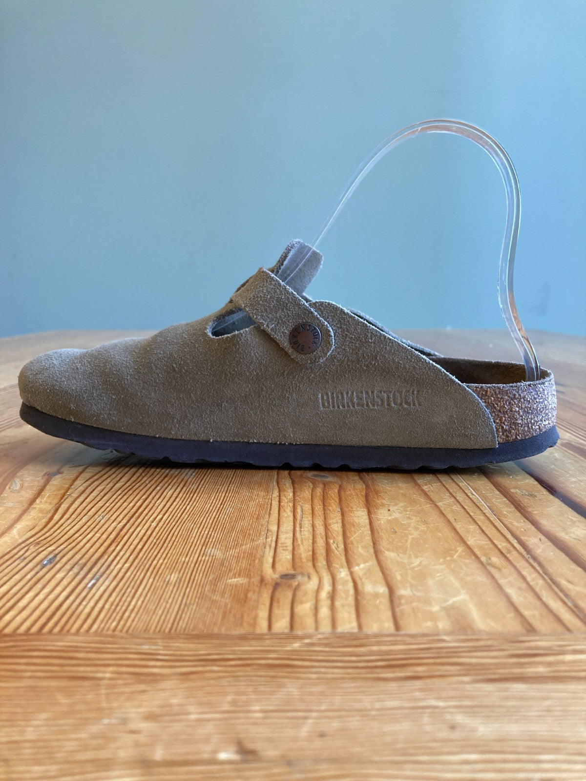 Birkenstock Taupe Gray Suede Slip On Boston Mules Shoes - Size 36 / 6 - 0312IG