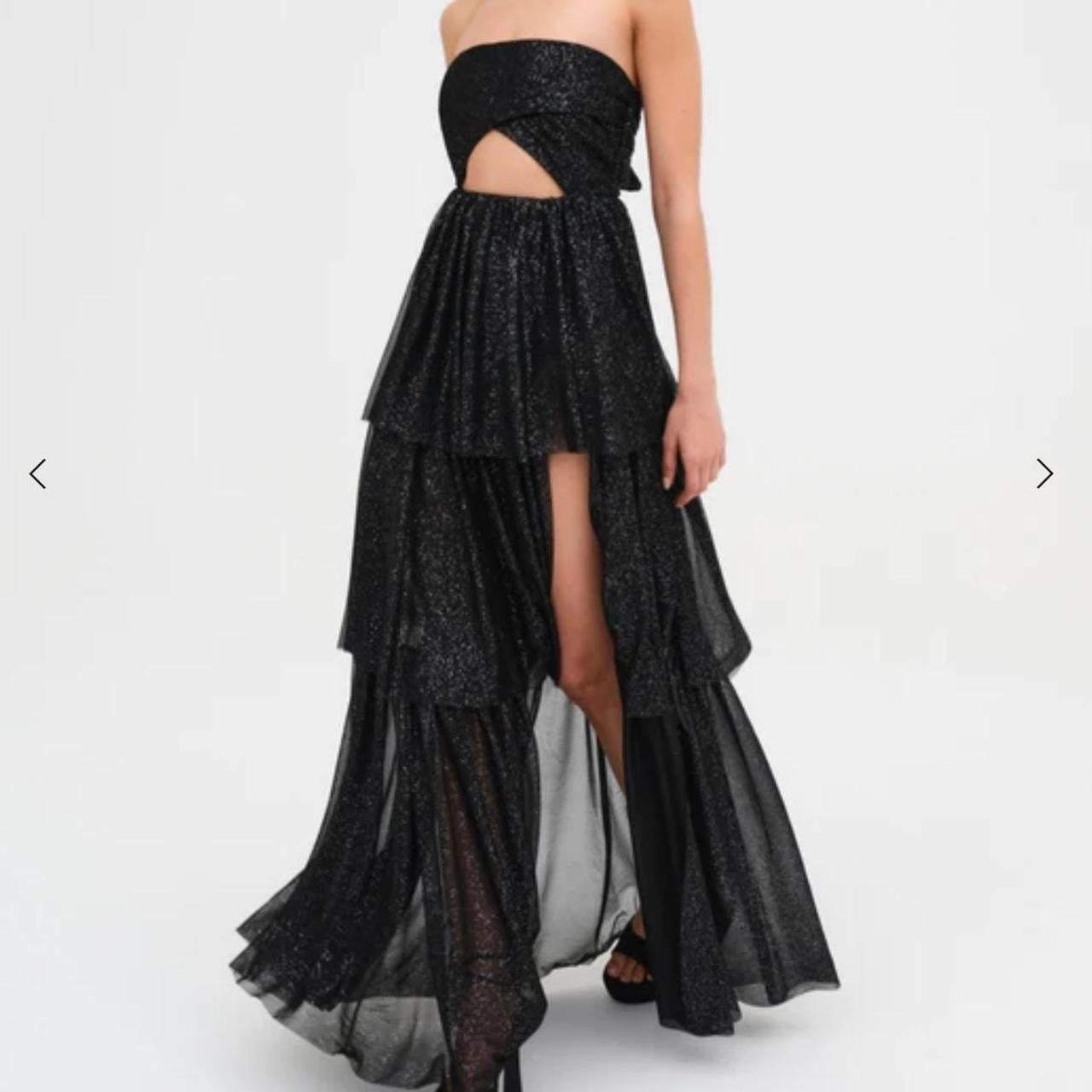 For Love & Lemons Black Strapless Juni Tiered Maxi Dress -Size XS - NEW - 0515CJ