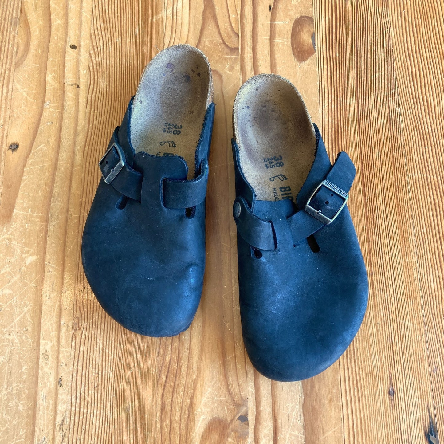 Birkenstock Brown Leather Boston Slides Sandals Clogs - Size 38 / 7.5 - 0122DM