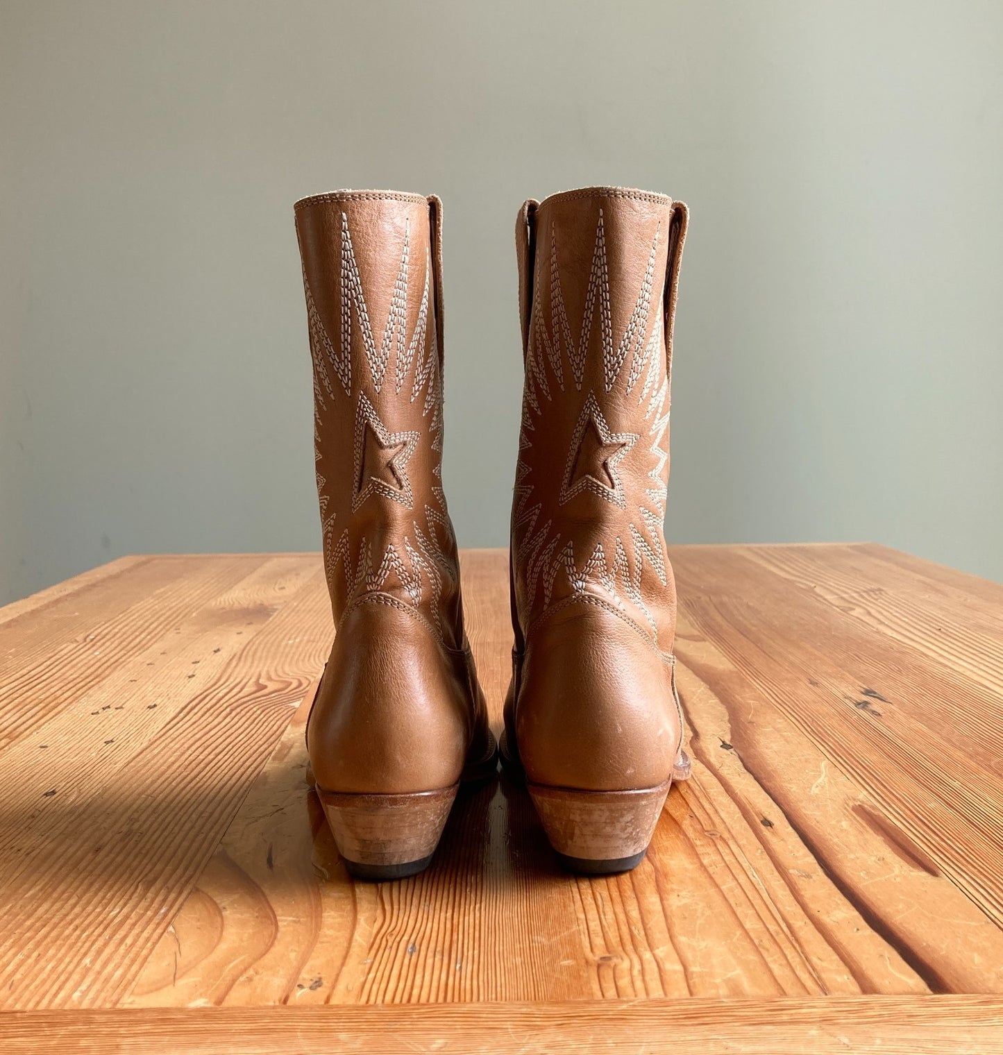 Golden Goose Tan Leather Wish Star Western Limited Series Boots - Sz 39 - 1011SC