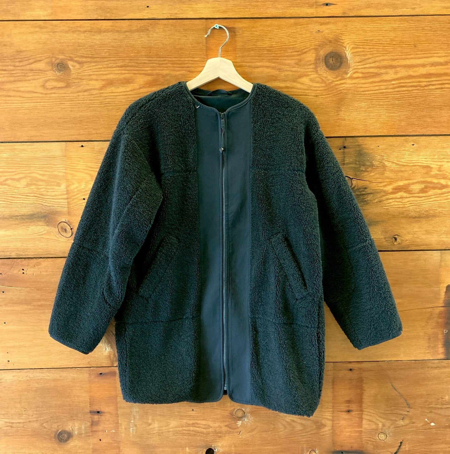 Lululemon Black Teddy Collarless Textured Fleece Zip Jacket - Size 2 - 0312IG