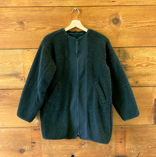 Lululemon Black Teddy Collarless Textured Fleece Zip Jacket - Size 2 - 0312IG