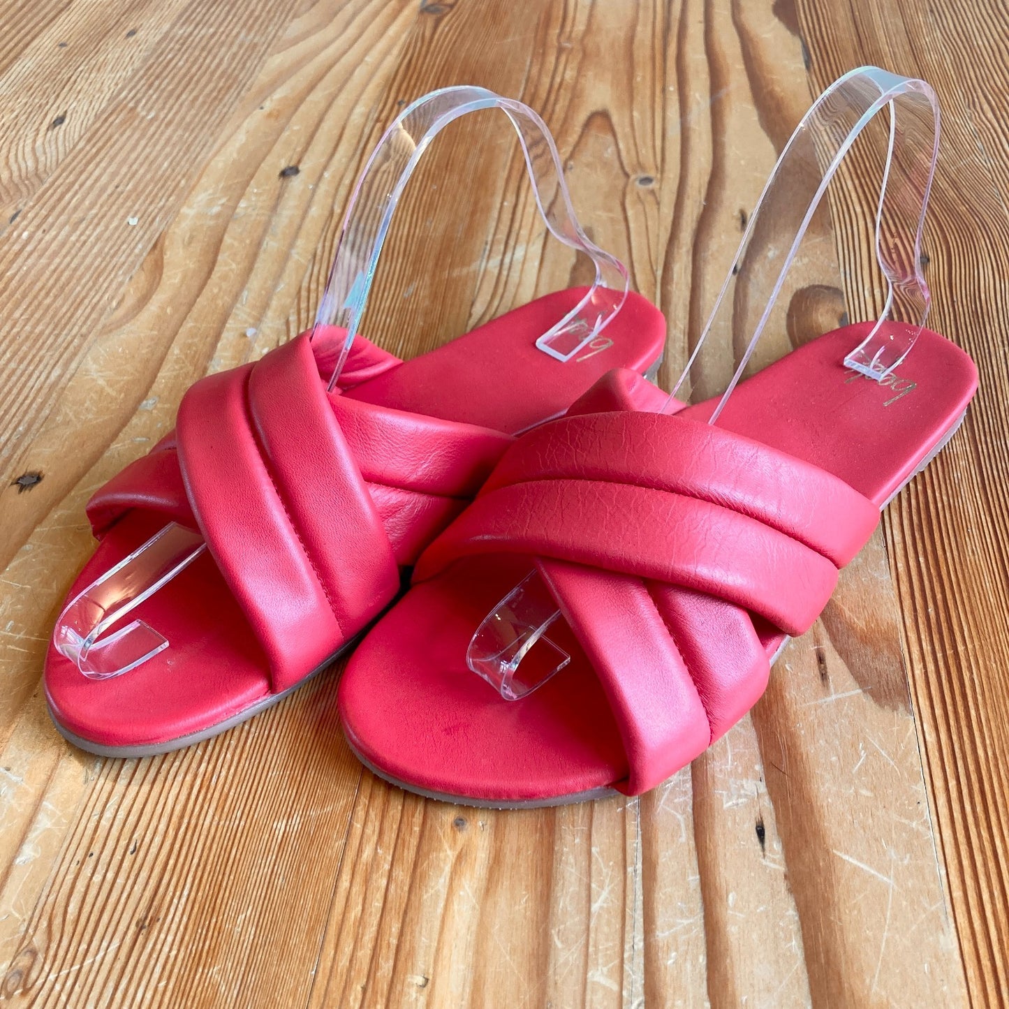 Beek Red Surfbird Womens Puffy Cross Strap Slide Sandals - Size 9 - 1114LH