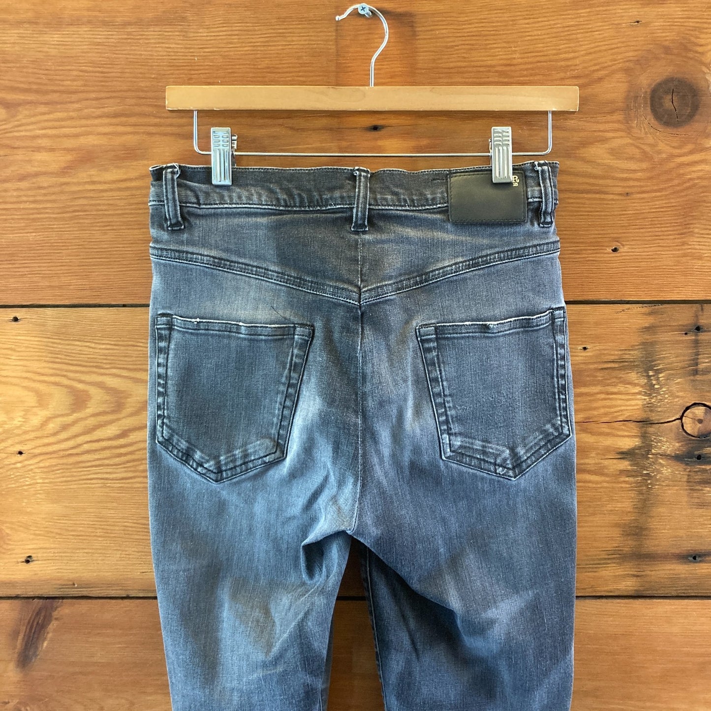 R13 Faded Black Stretch Denim Crossover Skinny Leg Jeans - Size 25 - 0410WJ