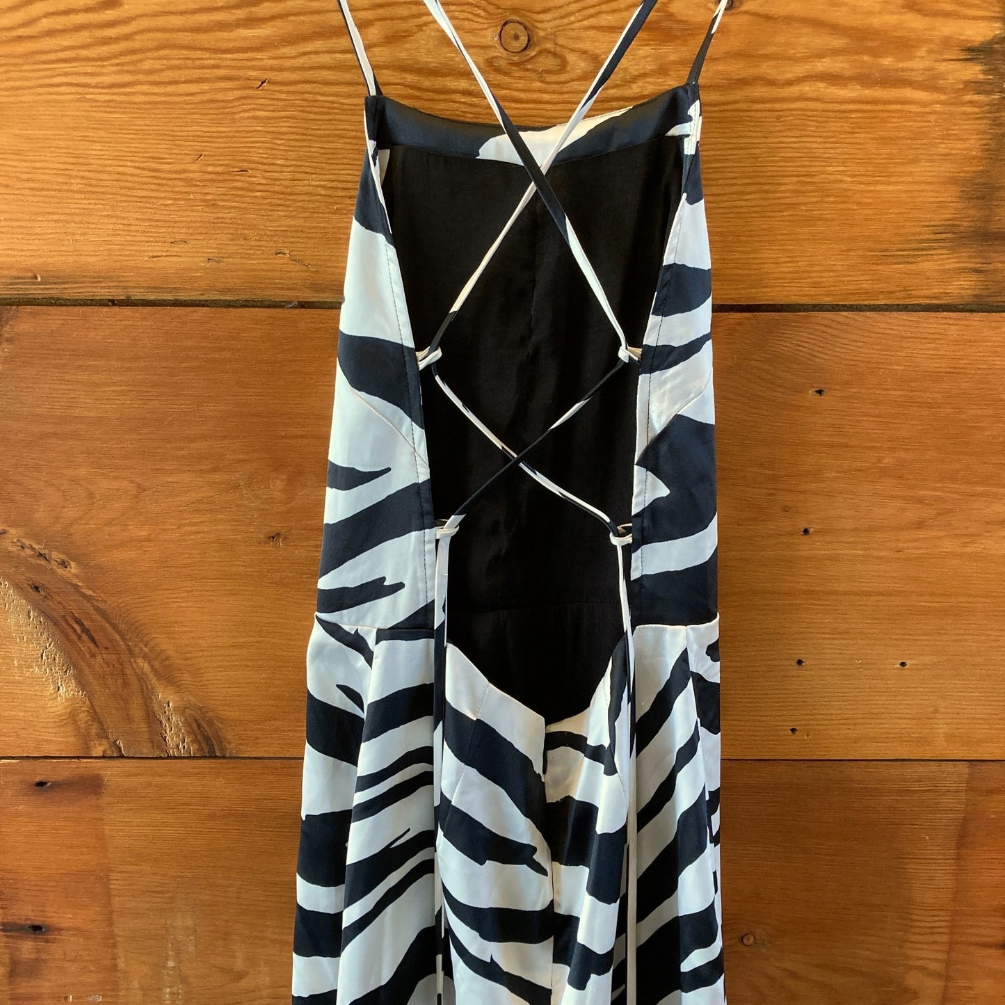 Free People $250 Black & White Abby Satin Zebra Dress - Size 0 - 0515CJ