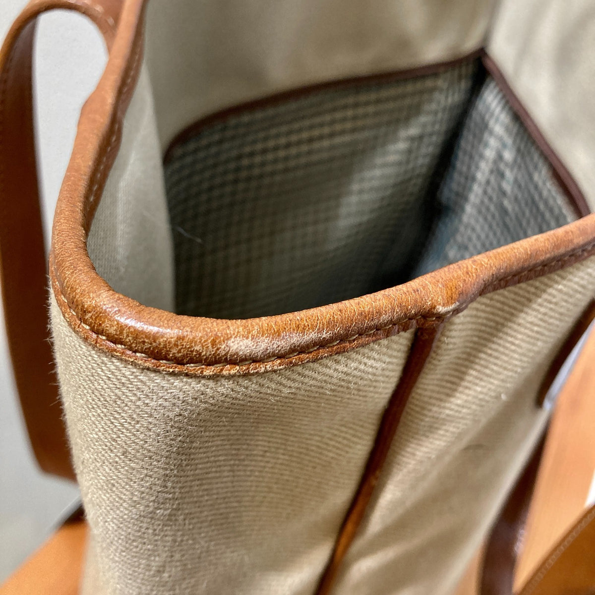 Ghurka Tan Canvas & Leather Original No. 162 Tote Bag Purse - 0210AM