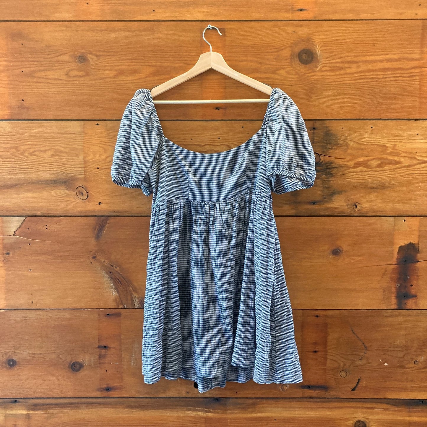 Ciao Lucia Navy & White Gingham Plaid Short Sleeve Dress - Size M - 1206TY