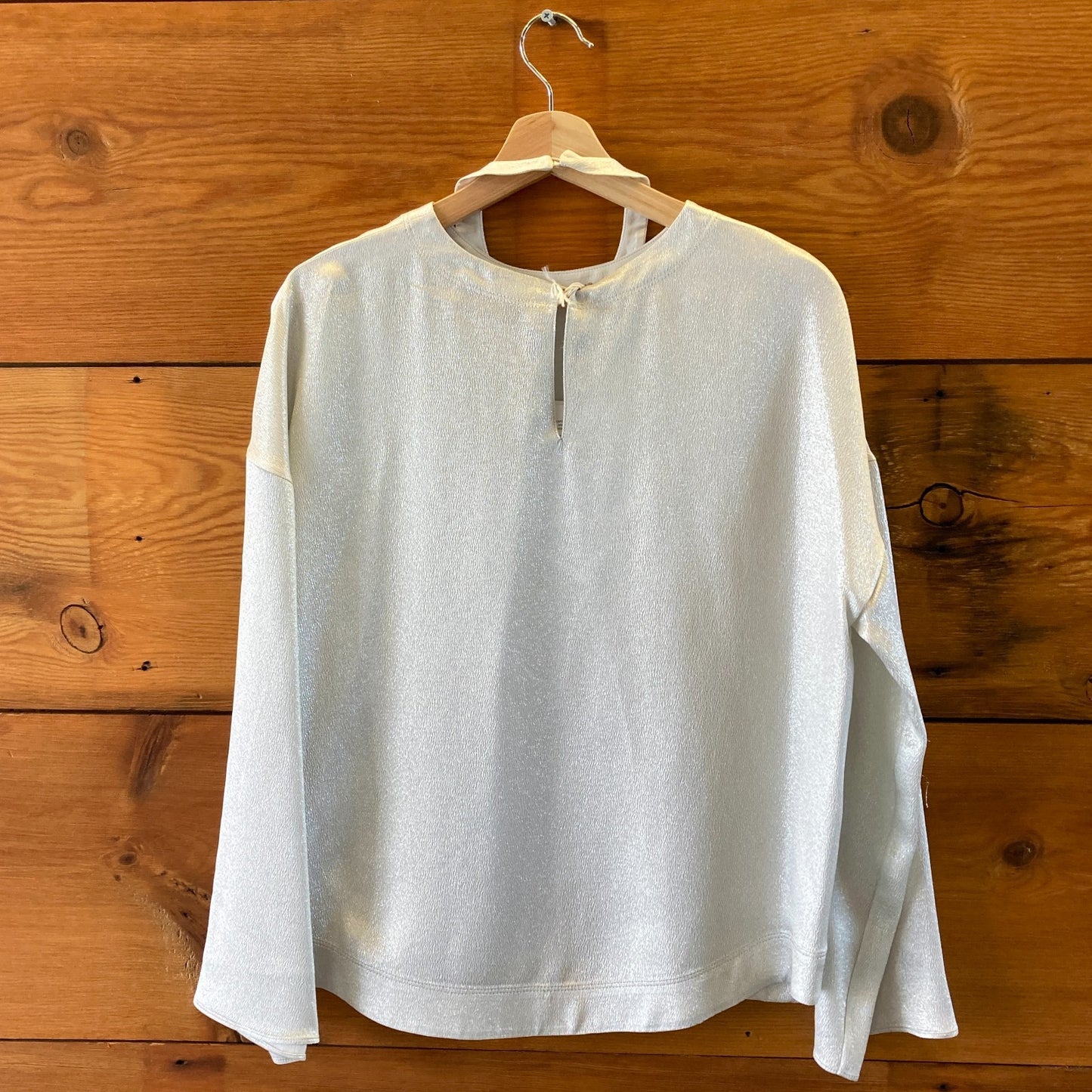 Valentino Garavani Silver Layered Crepe Shirt Top - Size 38 / M - NEW - 0924GC