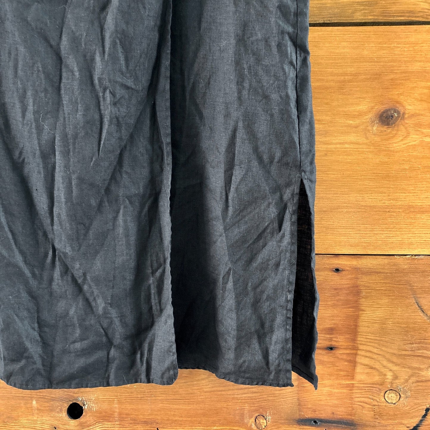 Eileen Fisher Black 100% Linen Faux Wrap Elastic Waist Skirt - Size XS - 0905AG