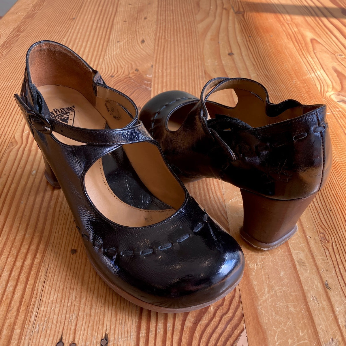 John Fluevog Vintage Black Minstrel Mary Jane Heels - Size US 9 / UK 6 - 1223NM