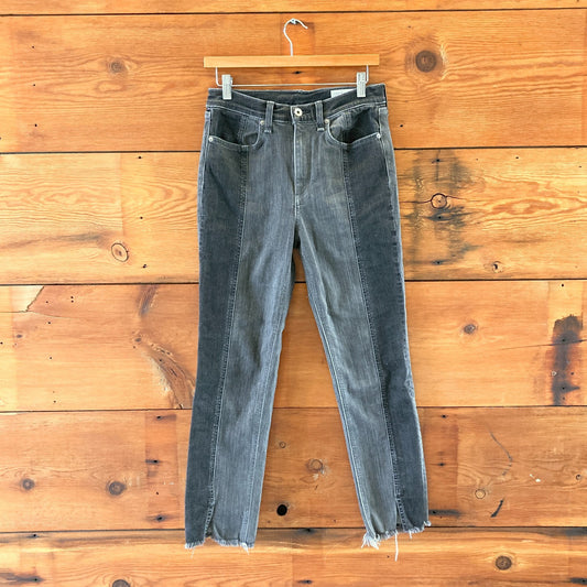 28 - Rag & Bone Two Tone Gray Wash Denim Front Seam Fray Hem Jeans 0504AK