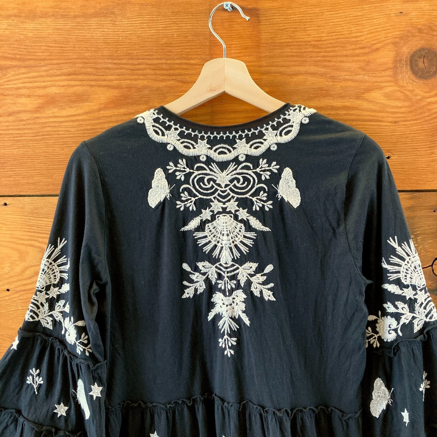 Johnny Was Los Angeles Black White Embroidered Arzella Dress - Size S - 0617RF