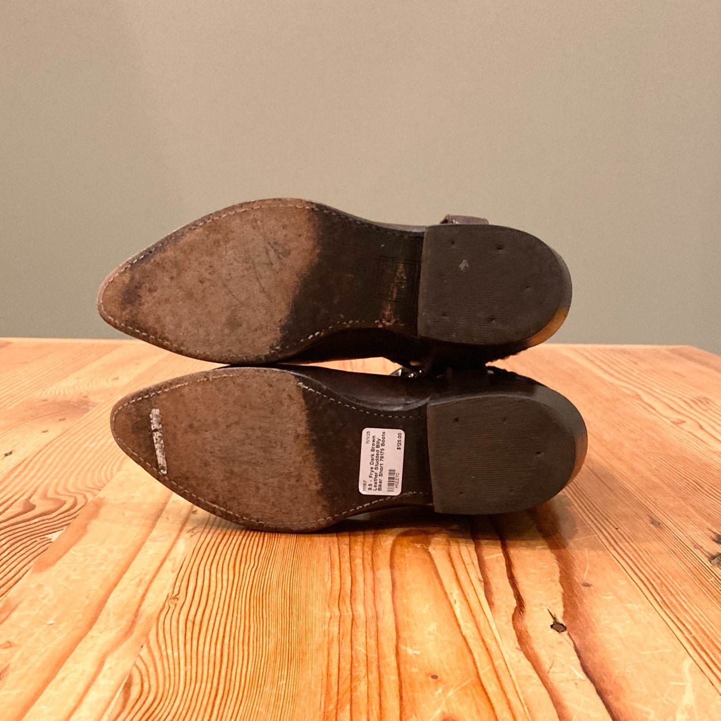 9.5 - Frye Dark Brown Leather Studded Billy Biker Short 76175 Boots 1111KF