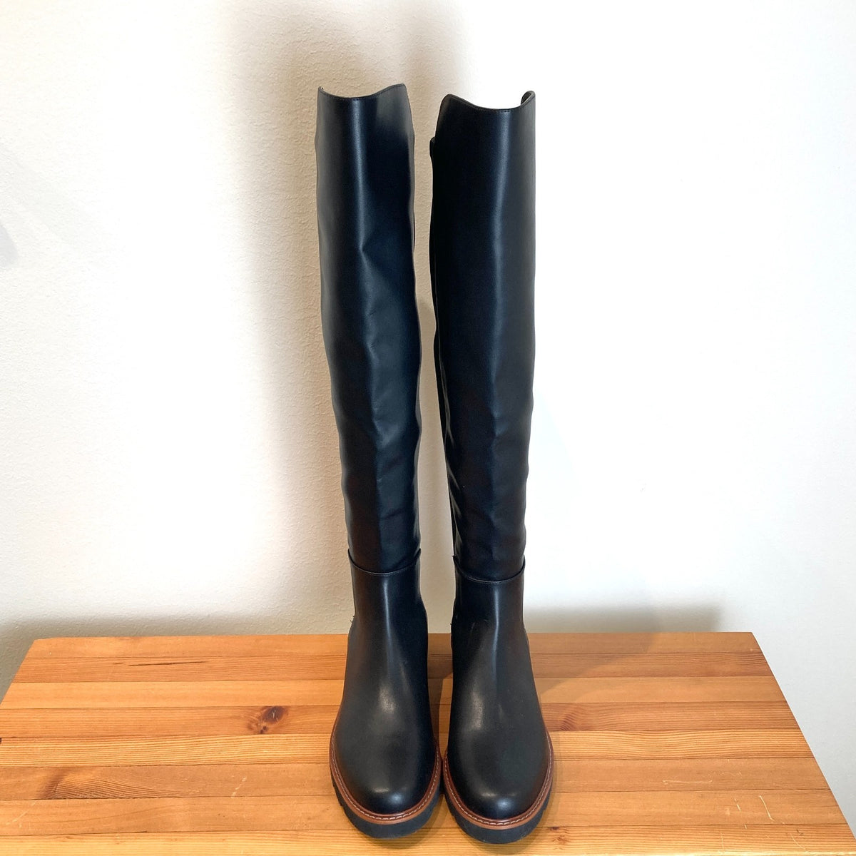 Stuart Weitzman Black Leather City Over the Knee Boots - Size 8.5 - NEW - 0320JS