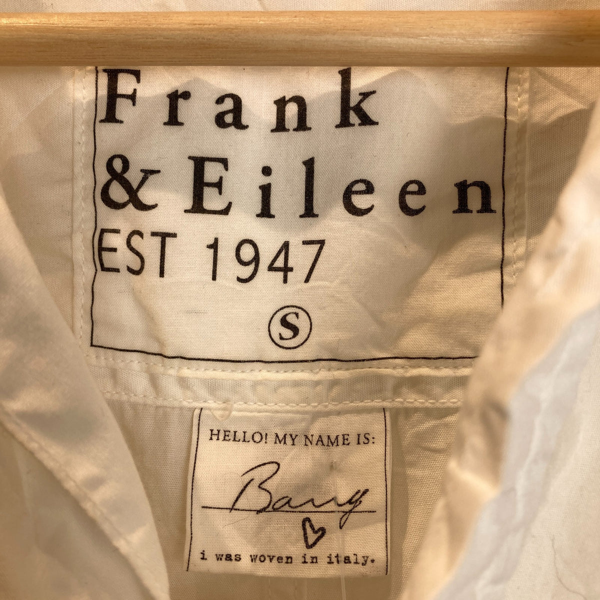 Frank & Eileen White Button Up Barry Long Sleeve Cotton Shirt - Size S - 0124KG