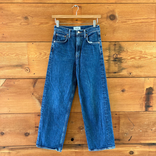 AGOLDE Dark Wash REN Button Fly Womens Wide Leg Jeans - Size 24 - 0312IG