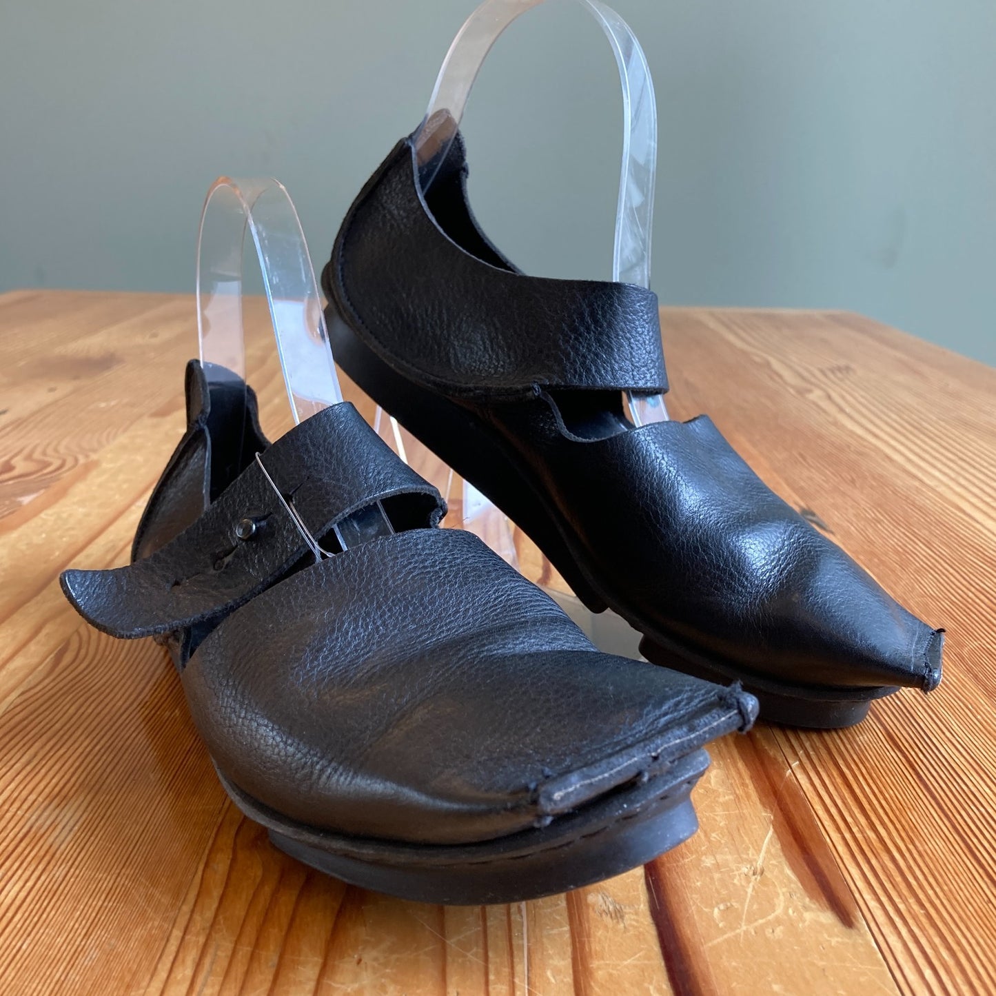 Trippen Black Leather Mary Jane Square Toe Shoes - Size 38 / 7.5 - 0517DS