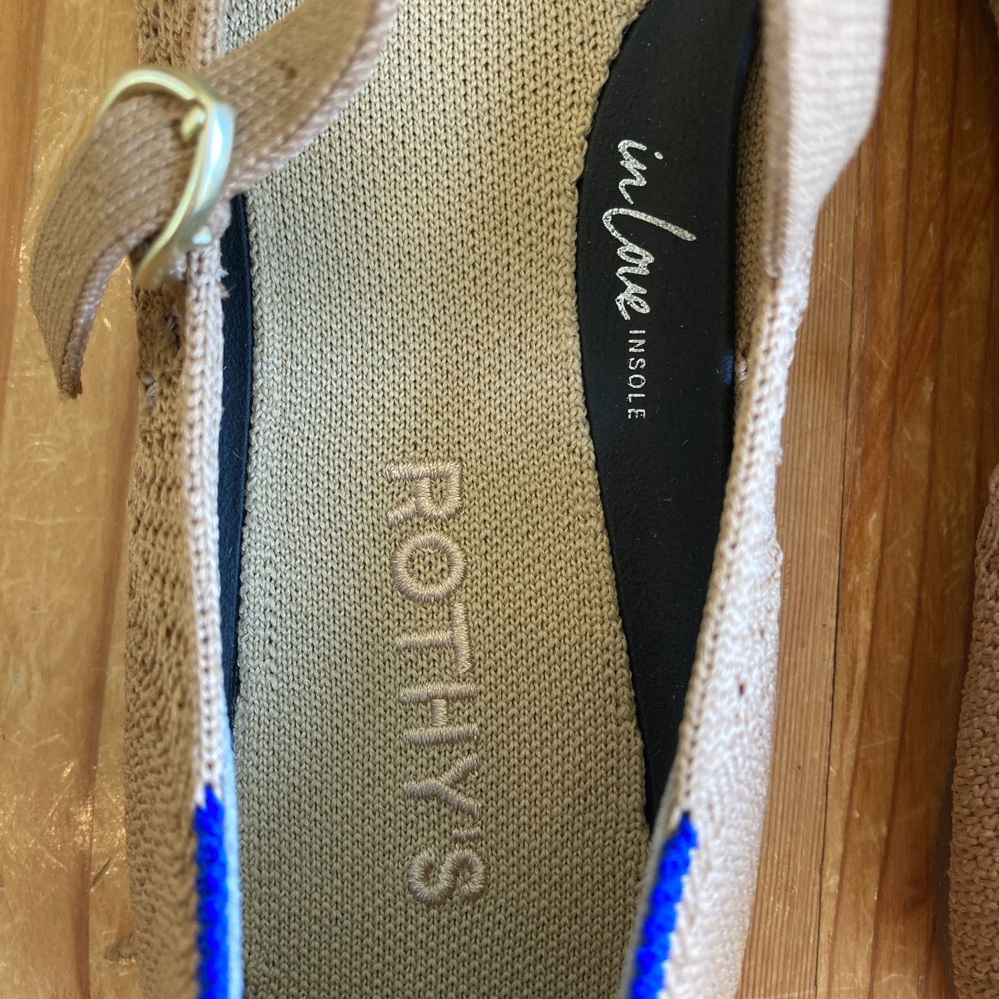 Rothy's Wren Tan Crochet Mary Jane II Point Flats - Sz 7.5 - NEW w/ Box - 1125EA