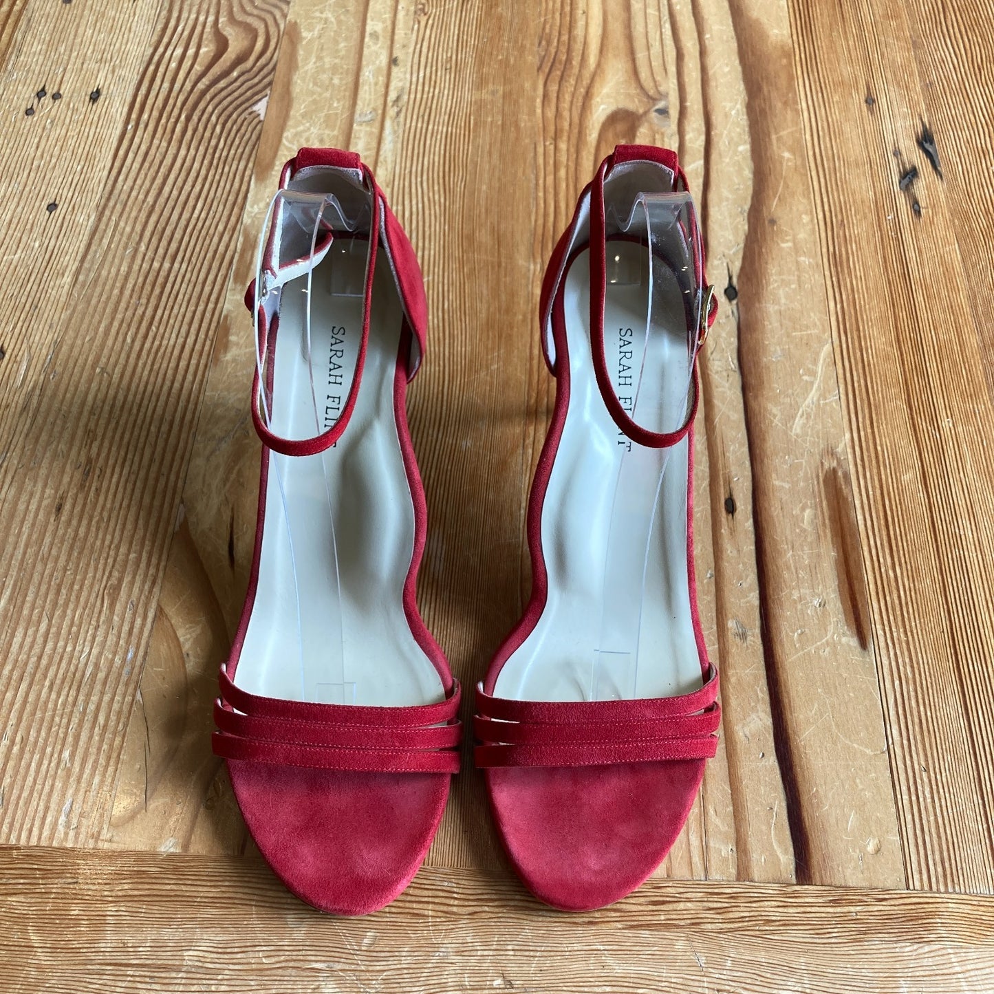 Sarah Flint Red Suede Perfect High Heel Sandals w/ Box - Size 10.5 - 0720MP