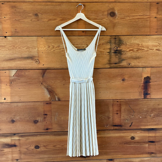 Ralph Lauren Black Label Tan Chevron Scoop Neck Dress - Size XS - 0426CR