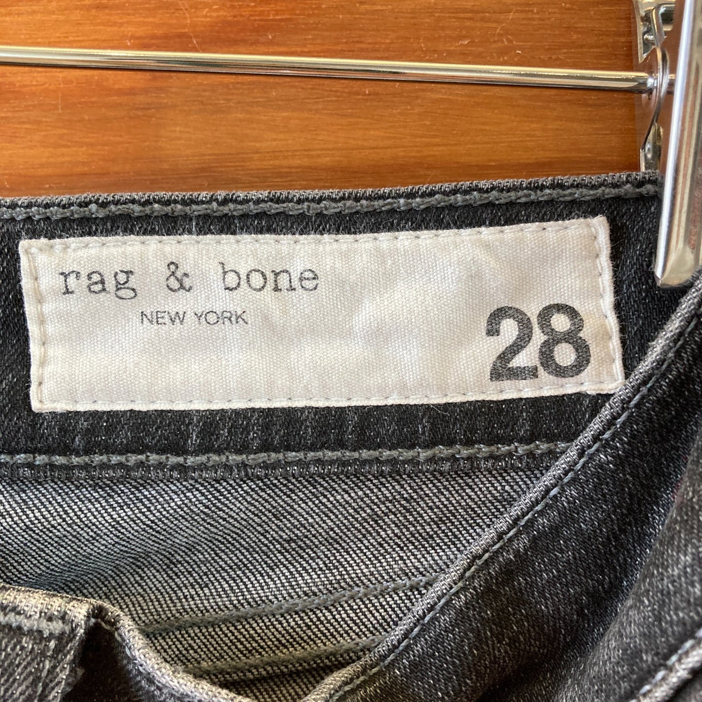 28 - Rag & Bone Two Tone Gray Wash Denim Front Seam Fray Hem Jeans 0504AK