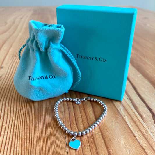 Tiffany & Co. .925 Heart Tag Return to... Bead Bracelet w/ box - Small - 0929JY