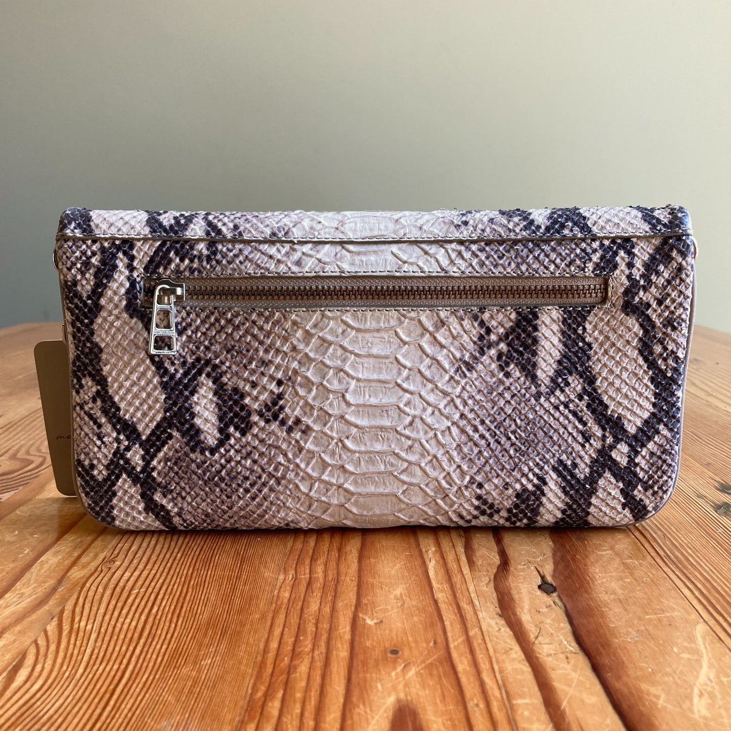Zadig & Voltaire Python Printed Leather Fold Over Rock Clutch Purse - 1011SC