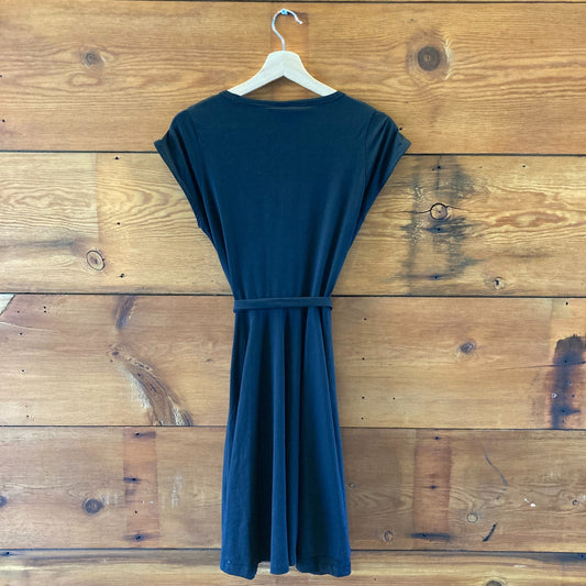 Pact Black NEW Short Sleeve Fit & Flare Organic Cotton Dress - Size M - 0323AP