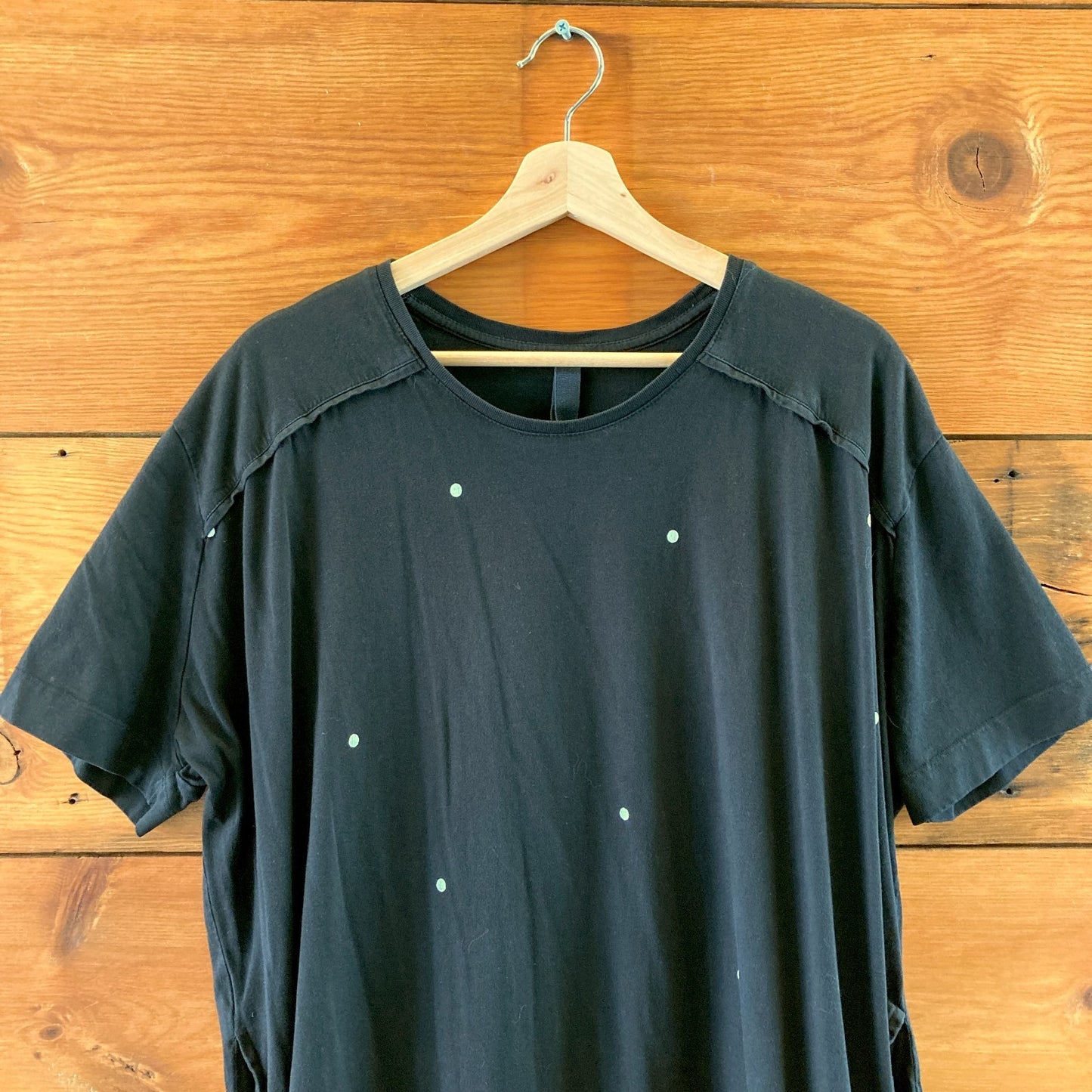 KowTow Black w/ White Dots Short Sleeve T-Shirt Tunic Dress - Size L - 1019HV