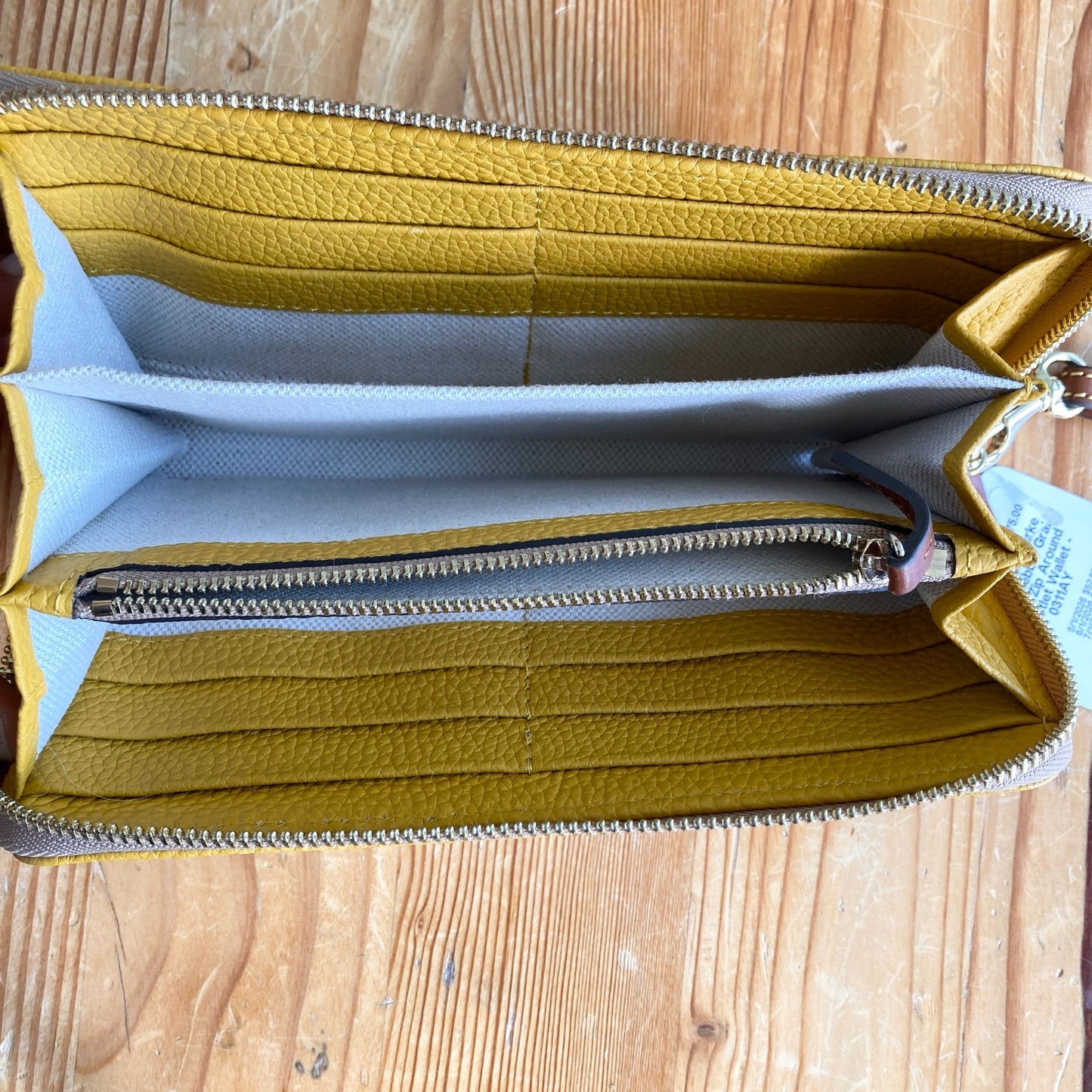 Dooney & Bourke Yellow Pebble Grain Large Zip Around Wristlet Wallet - 0311AY