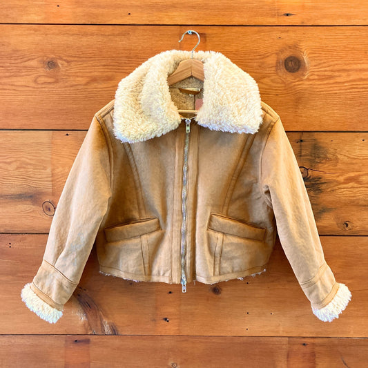 XS - Moon River Anthropologie Tan Faux-Shearling Womens Jacket 0312IG