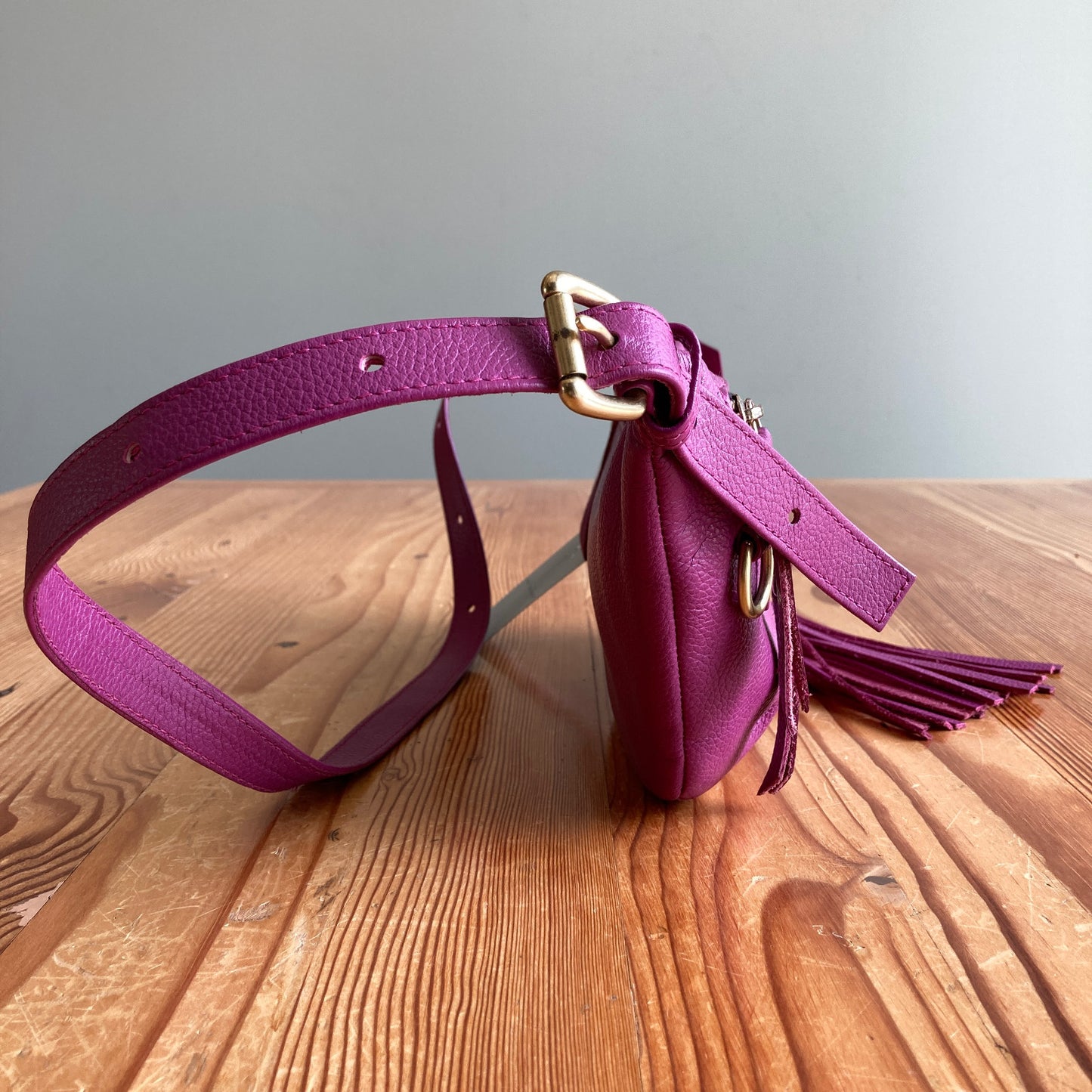 TAH $385 Portland Owned Purple Leather Nomad Fanny Pack Purse - 0424FB