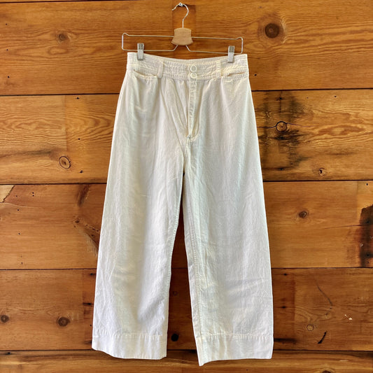 Apiece Apart Ivory High Waisted Wide Leg Cotton Pants - Size 8 - 0715MW