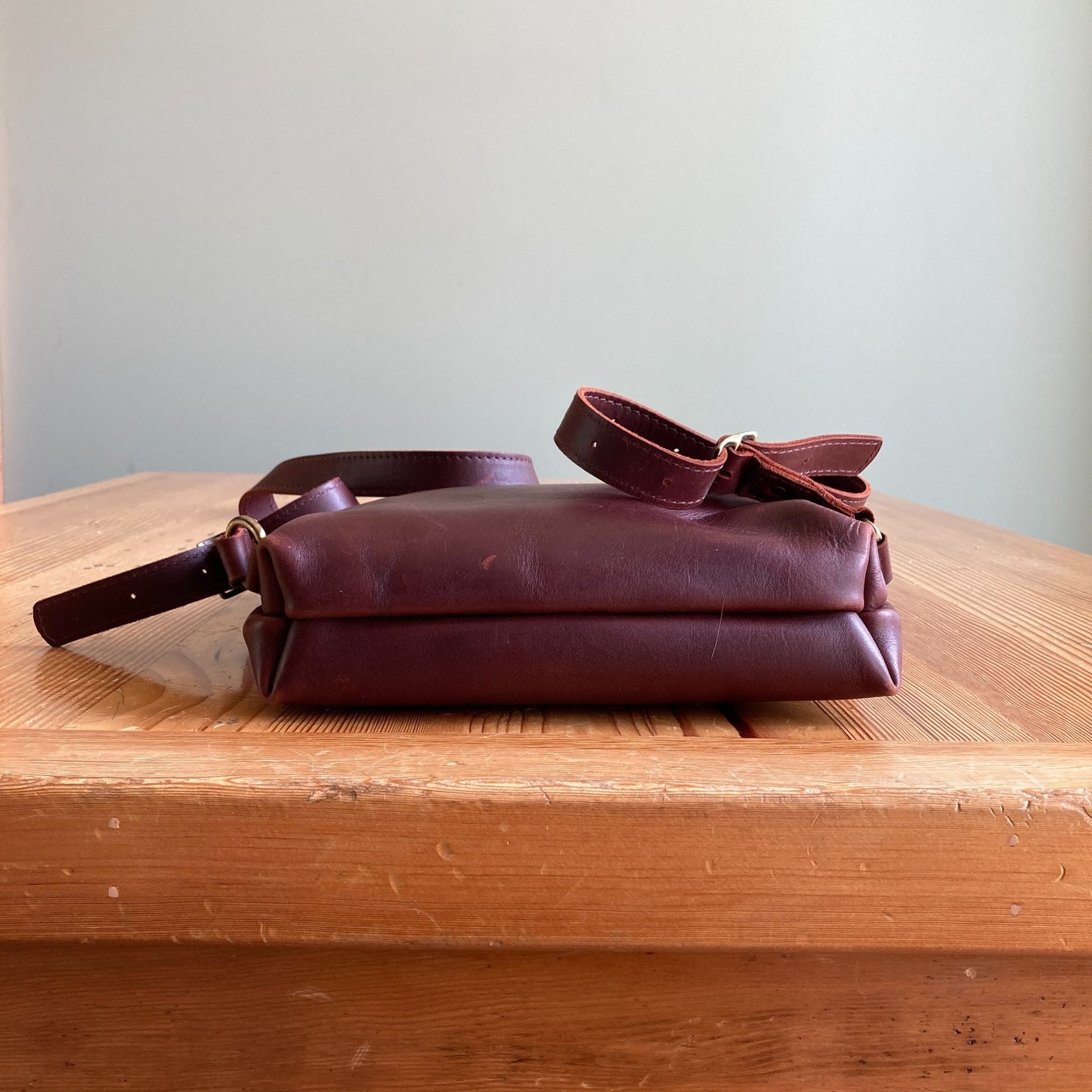 Portland Leather Goods $220 Cognac Burgundy Leather Top Zip Backpack - 0818KC