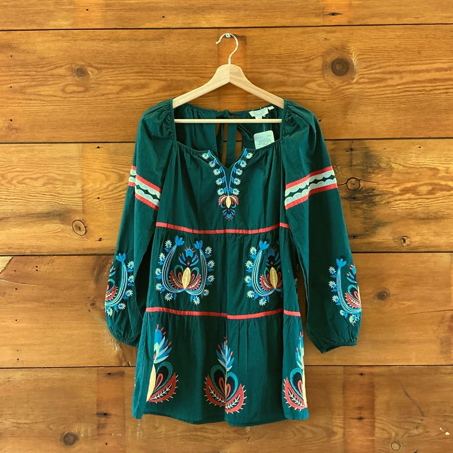 Let me Be Anthropologie Dark Green Embroidered Mini Dress - Size XS - 1011MP