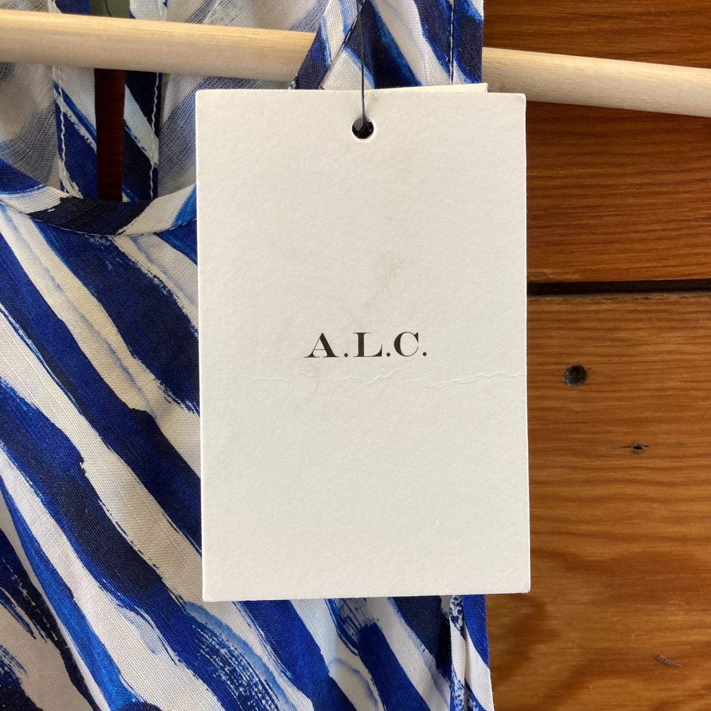 A.L.C. NEW Blue White Ruby Midi Ruched Linen Silk Dress - Size 4 - 1125KG