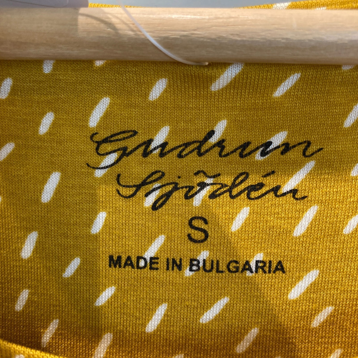 Gudrun Sjoden Yellow White Dash Print Long Sleeve Jersey Dress - Size S - 0320JS
