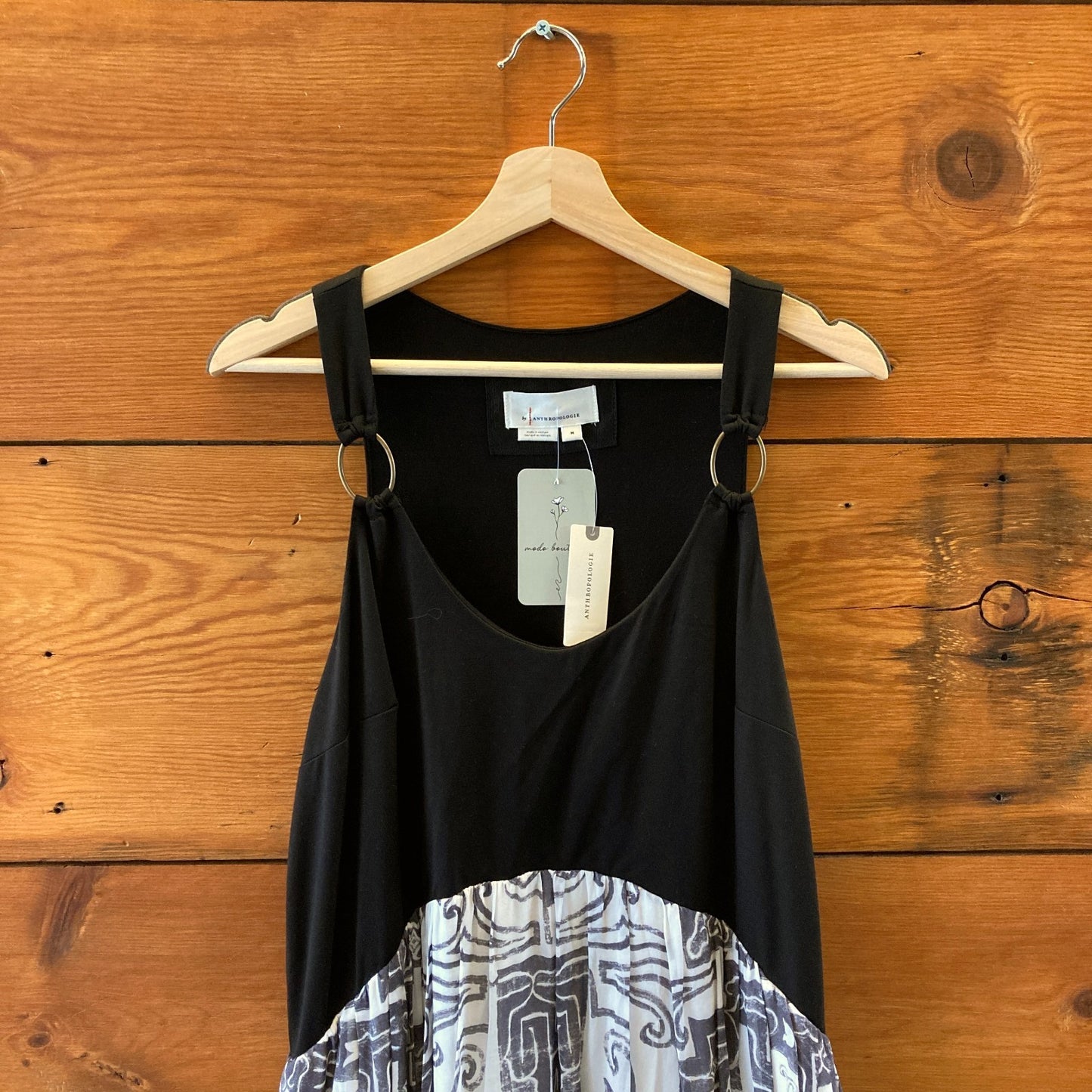 by Anthropologie NEW Black Pattern Scoop Neck Maxi Dress - Size M - 0610MB
