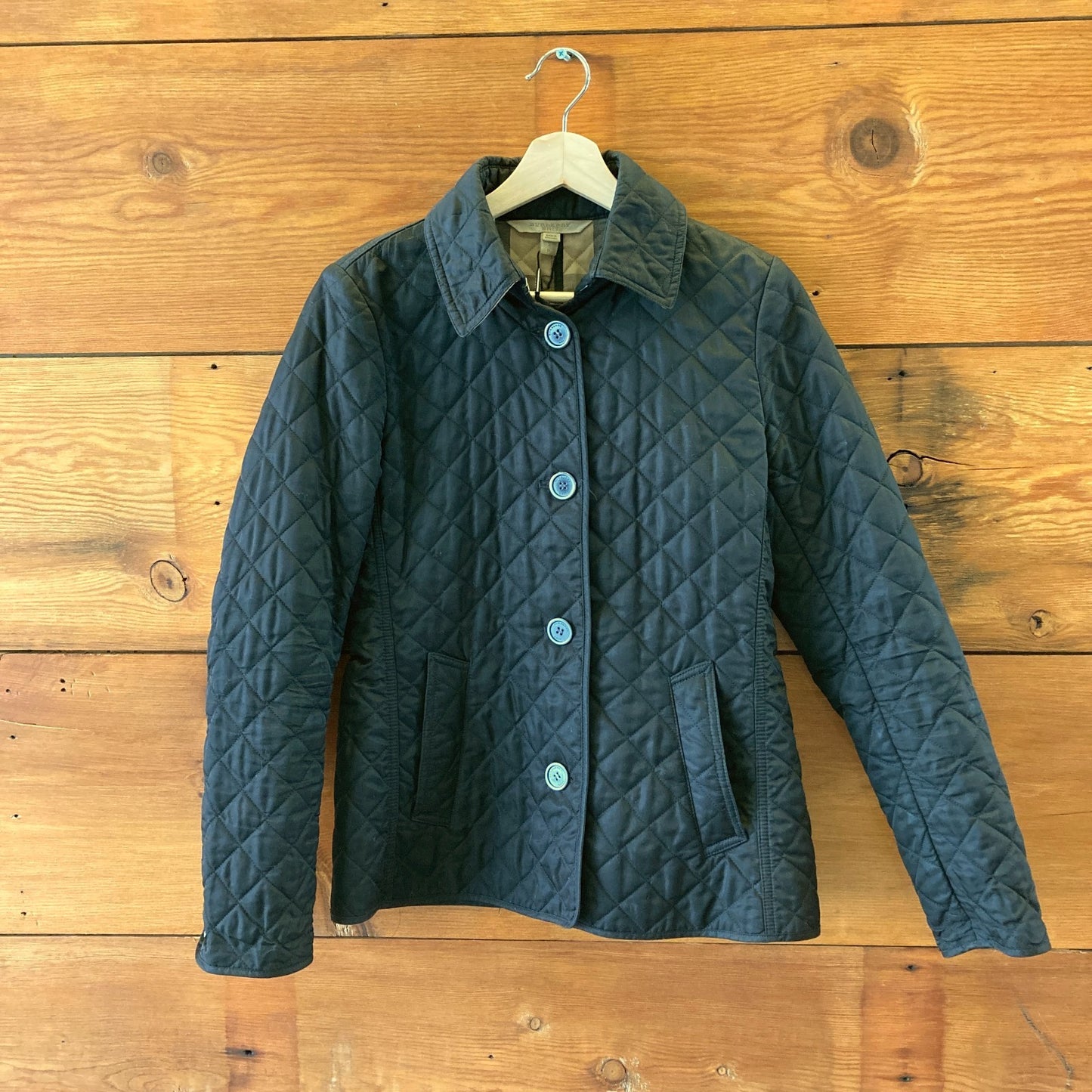 Burberry Brit Black Copford Quilted Button Front Jacket - Size S - 1103ES