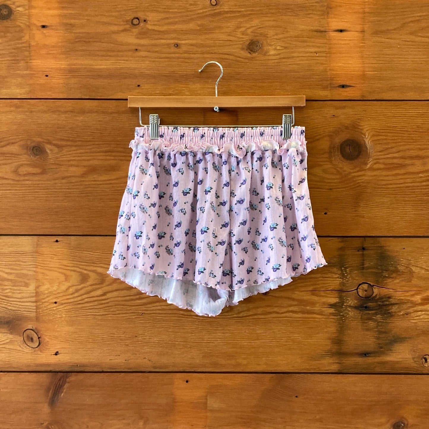 M - For Love & Lemons Pink Floral Print Pajama Lounge Top & Shorts Set 0707AC