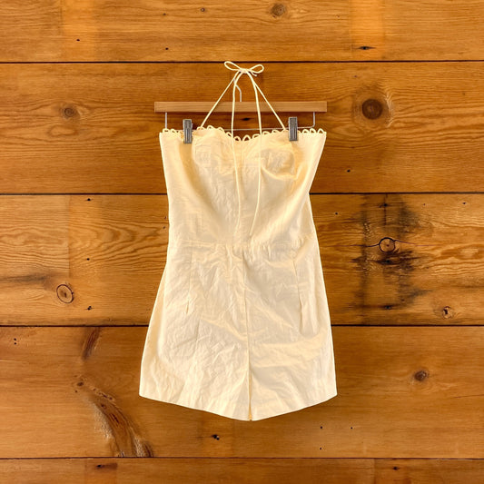 Amanda Uprichard Yellow Tie Halter Neck Romper Playsuit - Size S - 1112MH