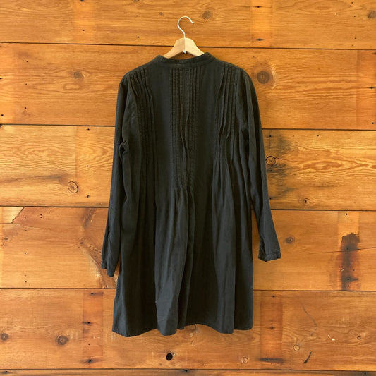 M - CP Shades Black Organic Cotton Long Sleeve Lagenlook Dress 1124TA