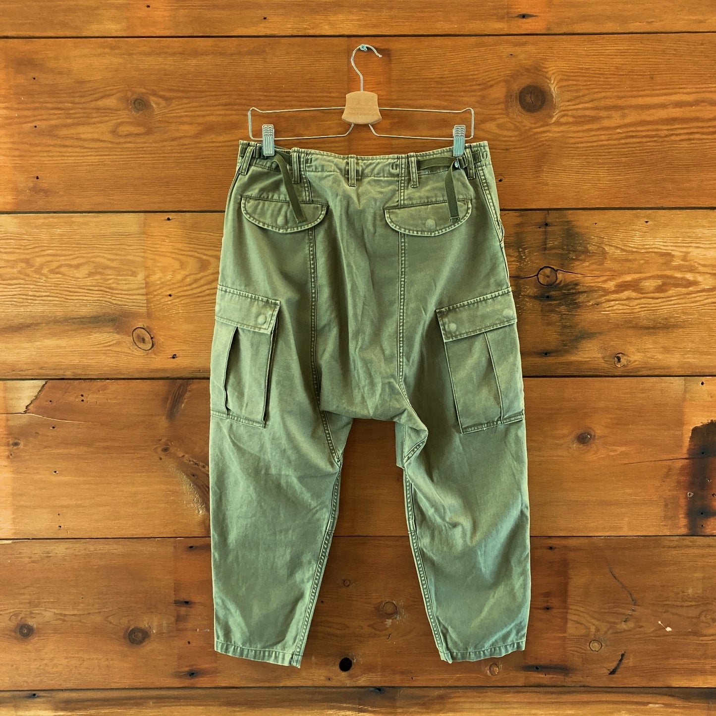 R13 $345 Olive Green Drop Crotch Harem Cargo Pants - Size 27 - 1011SC