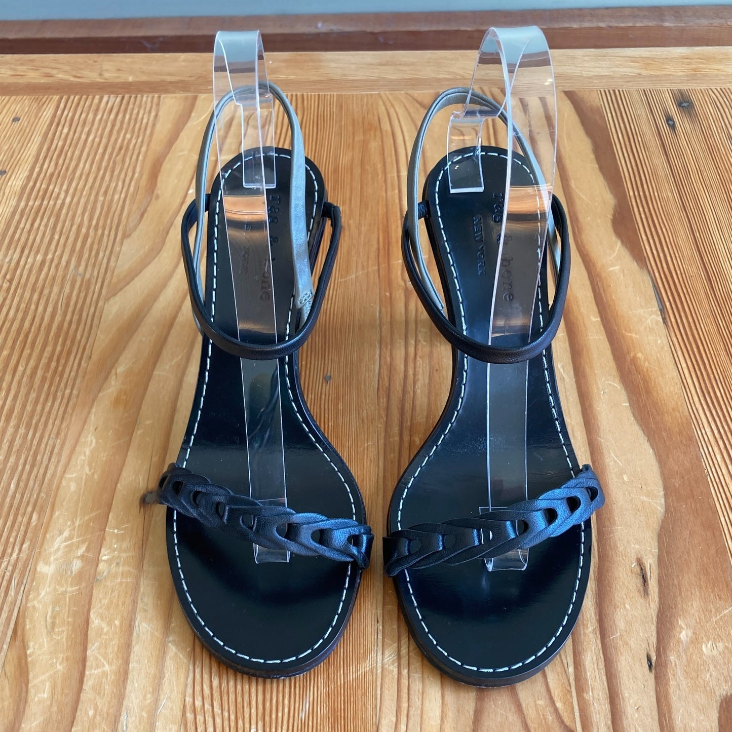 Rag & Bone Black Braided Leather Heels Sandals NEW 0816TB - Size 38/7.5 - 0816TB