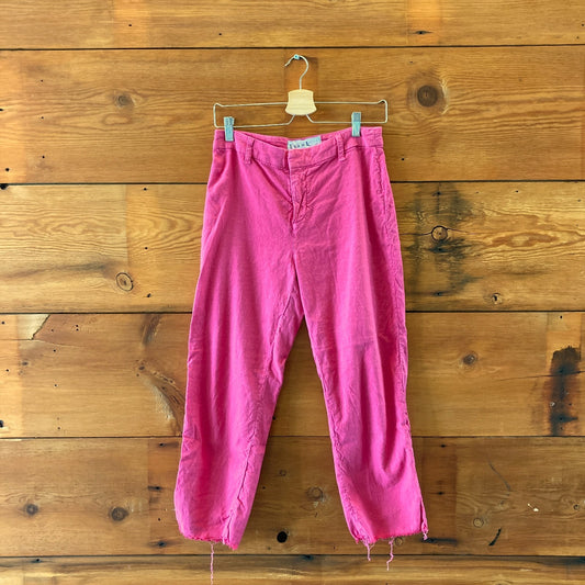 Frank & Eileen Bright Pink Kinsale Cotton Flax Fray Hem Pants - Size 6 - 0721DK