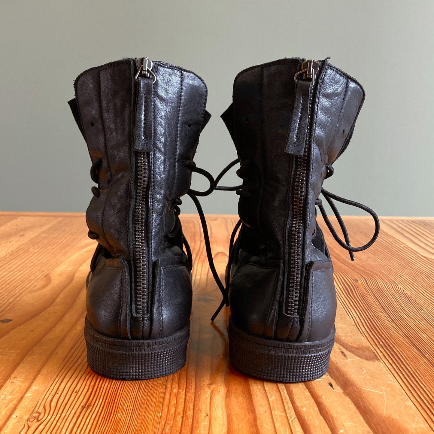 40 - Marcella New York Black Leather Lace Up Alicia Sneaker Boots 0313AH