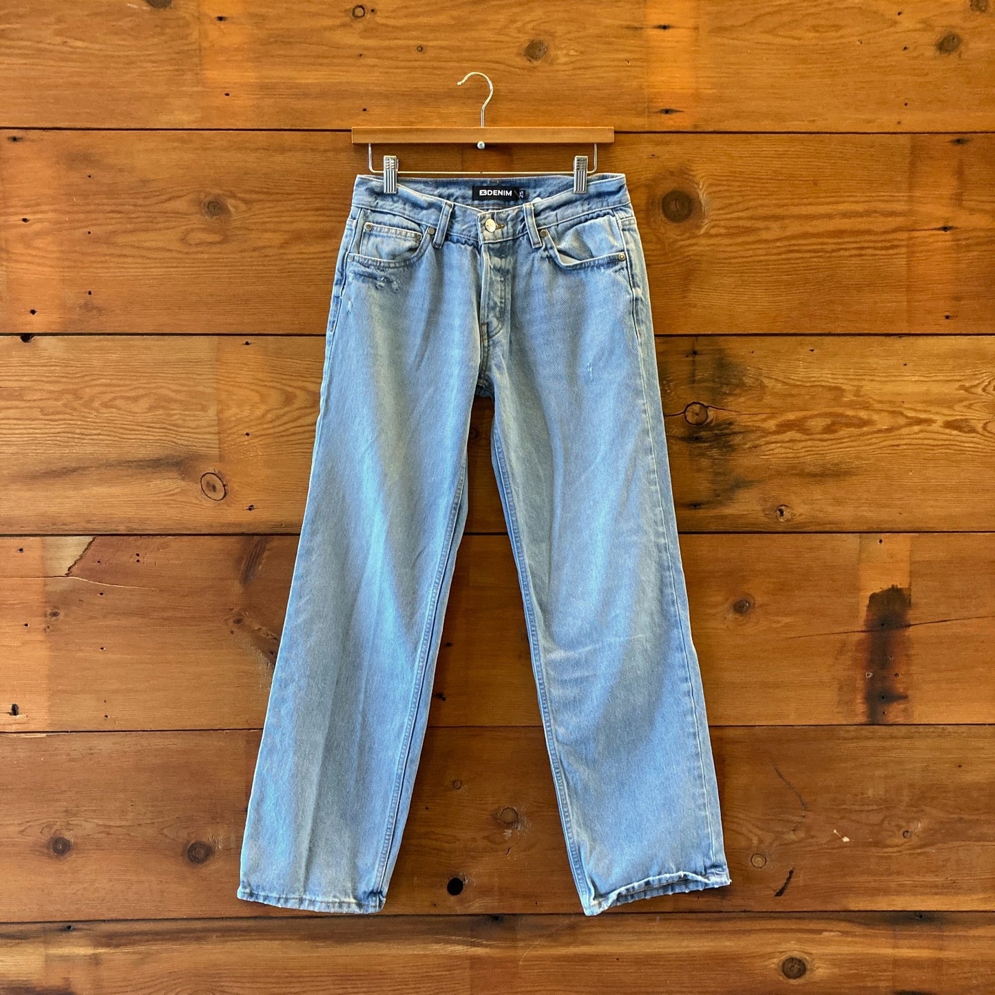 25 - EB Denim Light Wash Distressed Straight Leg Button Fly Jeans 0426CR