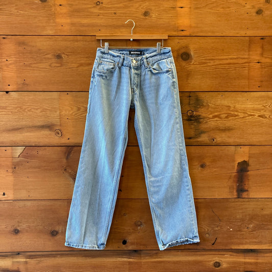 25 - EB Denim Light Wash Distressed Straight Leg Button Fly Jeans 0426CR