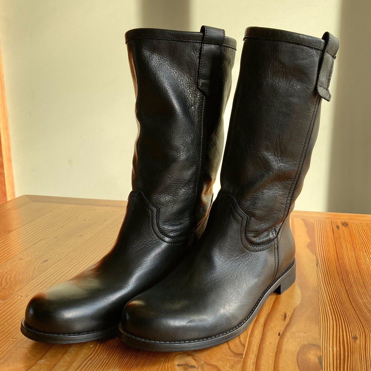 42 / 11 - Sundance Black Leather Donovan II Womens Pull On Riding Boots 0120NE